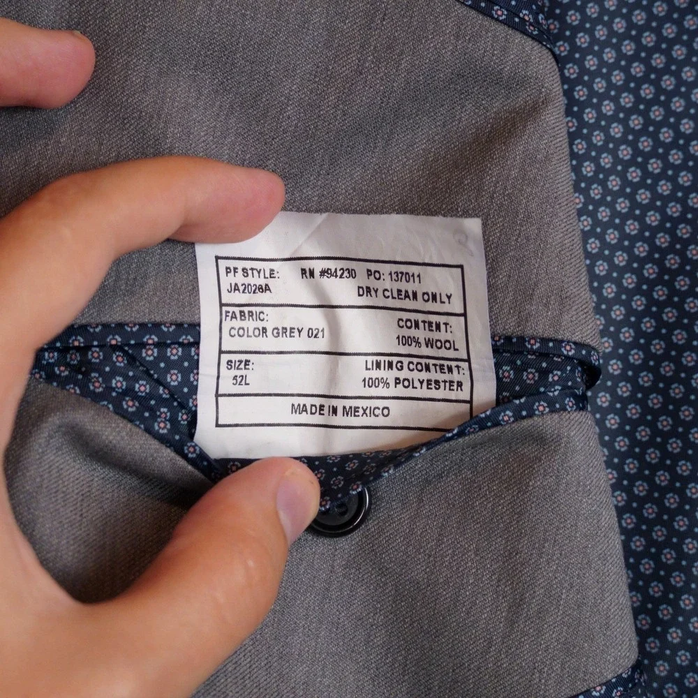 Paul Fredrick Blazer Mens 52L Grey Wool Professional Classic Fit